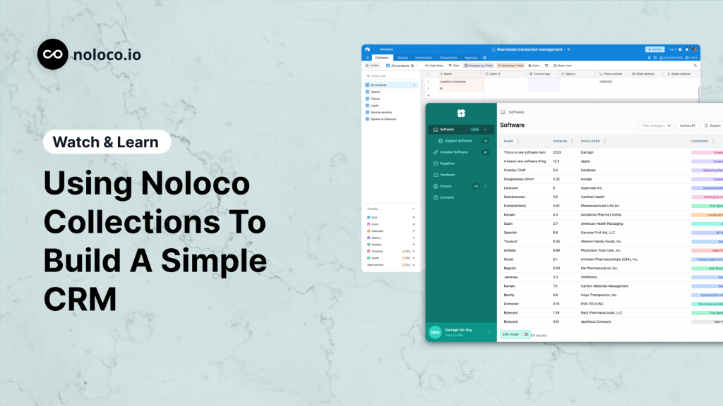 Personal CRM template in Noloco