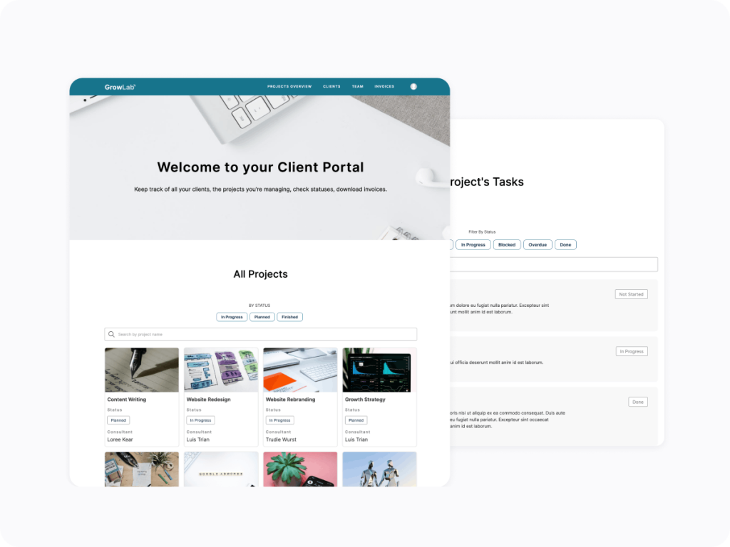 Client Portal built using Softr