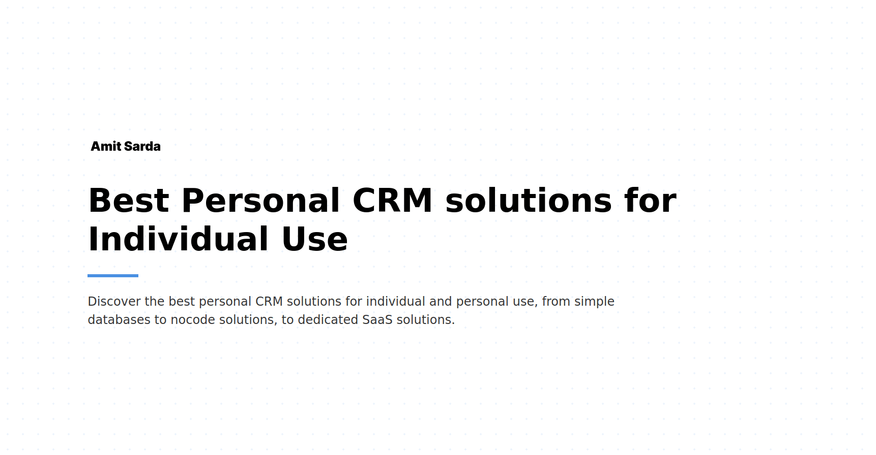 Best Personal CRM solutions for Individual Use