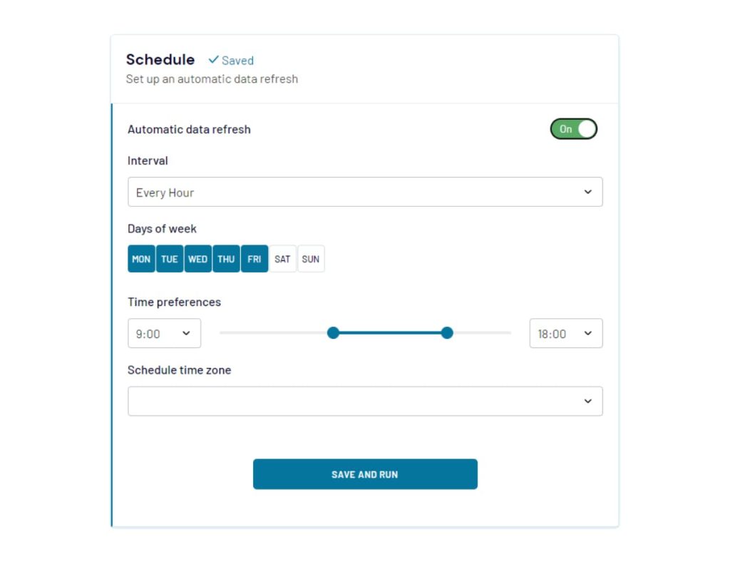 Setting up data refresh schedule in Coupler