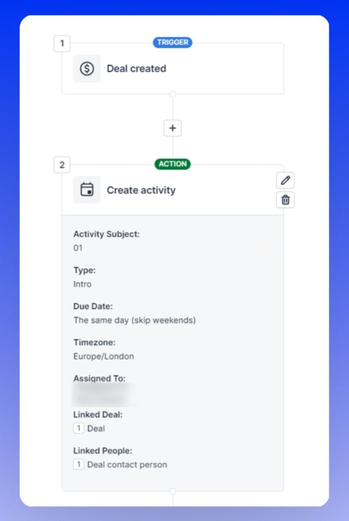 Create an activity for a new deal so you don’t have to leave the Activity view