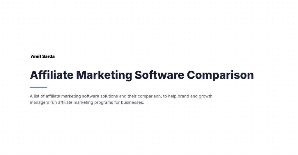 Affiliate Marketing Software to run Affiliate Marketing Programs