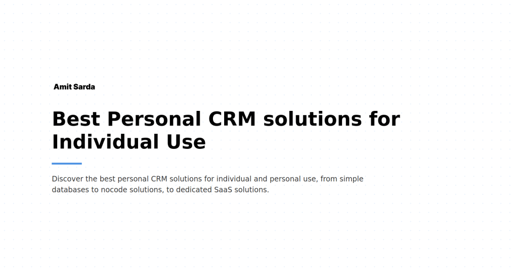 Best Personal CRM solutions for Individual Use