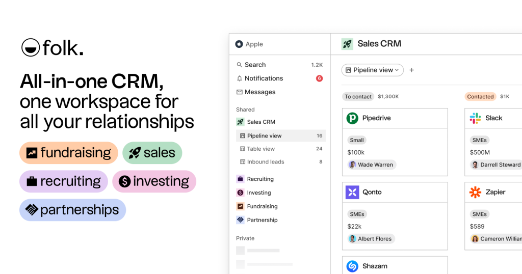Folk.app: a slick Pipedrive alternative